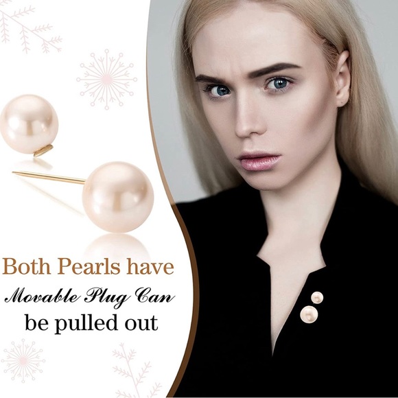 2 Pieces Faux Pearl Brooch Pins Neckline Safety Pins Sweater Shawl - Picture 7 of 11